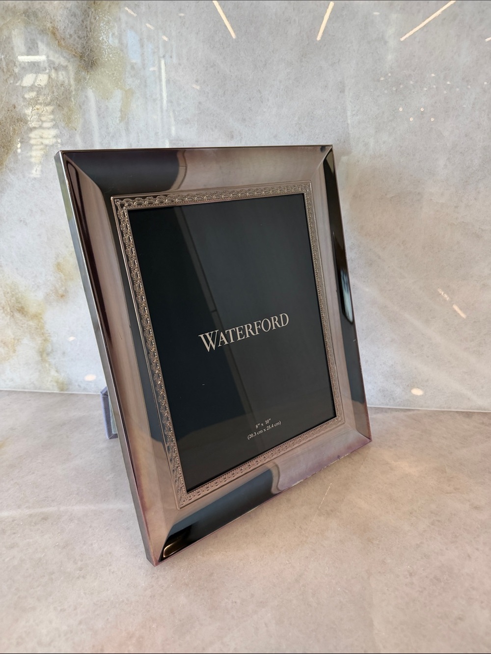 Waterford Polished Silver Picture Frame with Decorative Inner Border